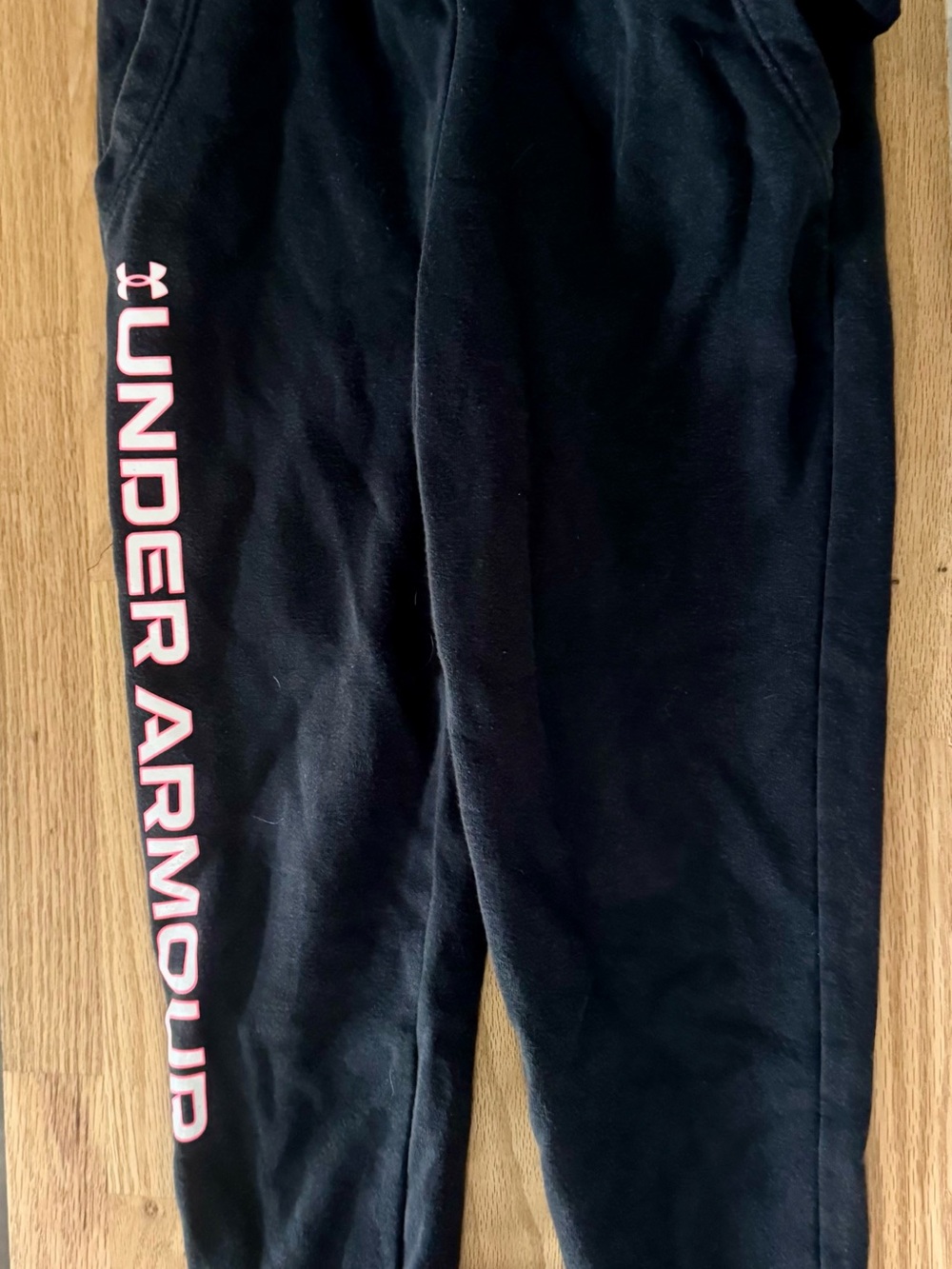 Under Armour Kids Black Sweatpants with Pink Logo